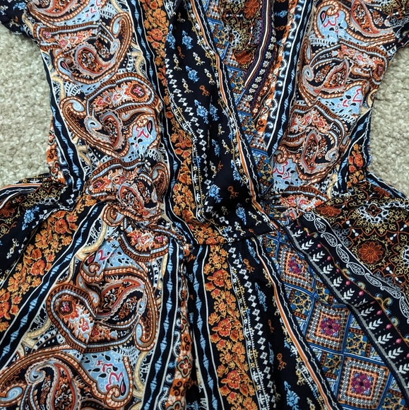 Boho tassel romper v neck short sleeve - Picture 5 of 13